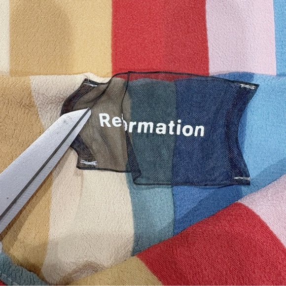 Reformation Lindsay Dress Women 0 Rainbow Stripe Viscose Retro Chic Summer - Picture 5 of 9